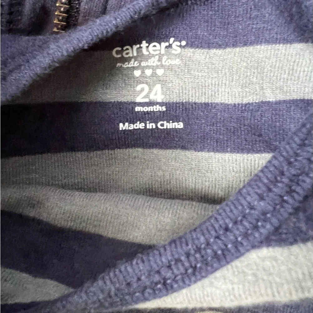 Carters Boys Cotton navy Blue 3 piece joggers, zip up, onesie stripes Navy Blue